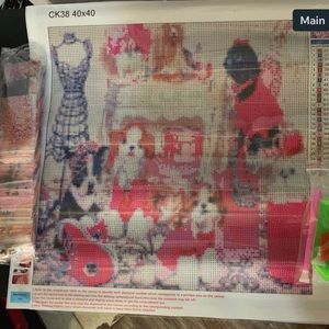 Diamond Daze Diamond Painting-Puppy Parlor. Comes with drills, pen, tray and wax